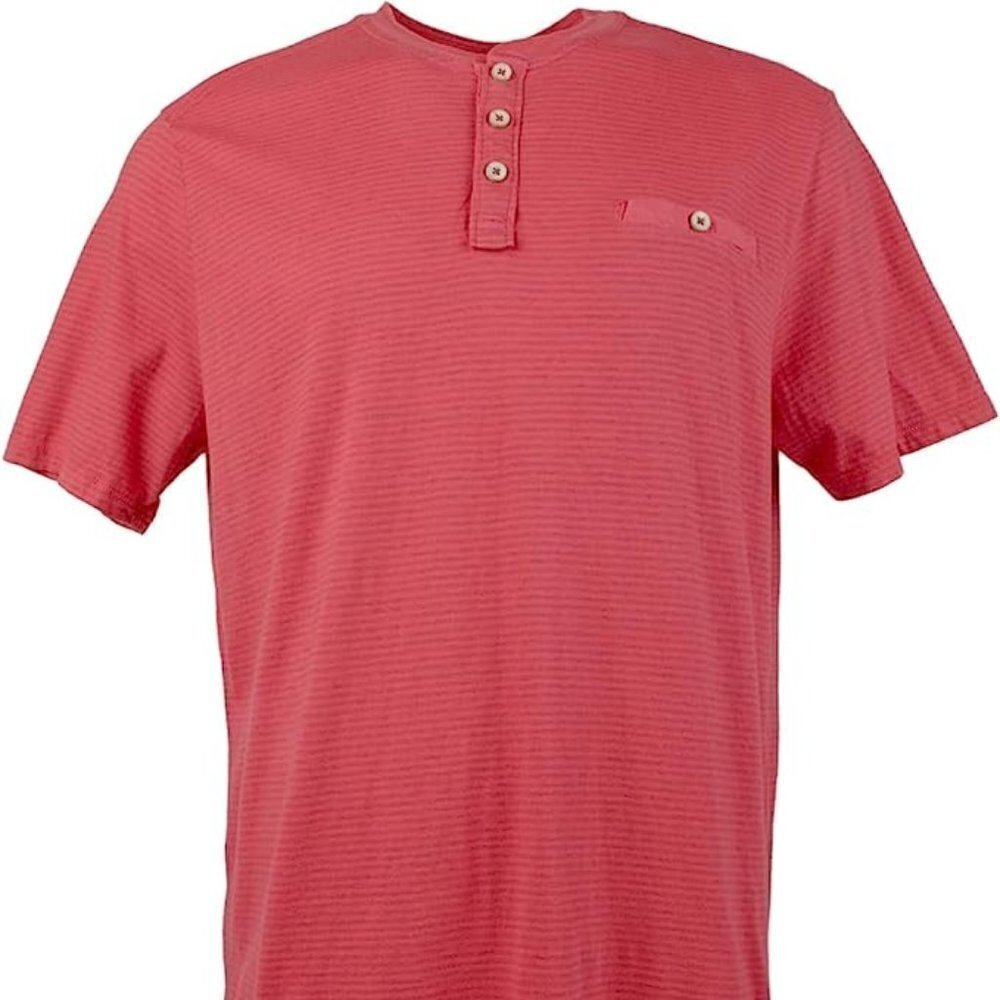 NWT Tommy Bahama‎ Men's Schooner Stripe Henley Red Short Sleeve T-Shirt Medium